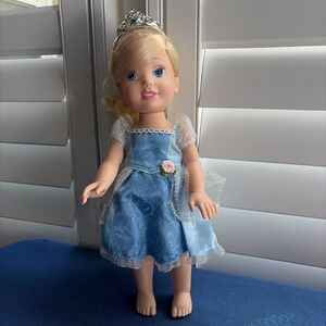 Disney Princess Tollytots Cinderella Toddler Baby Doll 16 Inch Blue Preowned